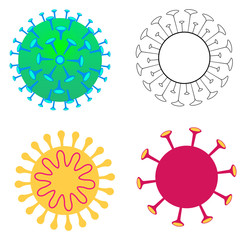 Set coronavirus infection COVID-19 closeup isolated on white icon