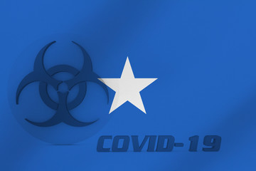 Obraz premium 3D ILLUSTRATION VIRUS, BIOHAZARD SYMBOL CORONAVIRUS WITH Somalia FLAG, Flu coronavirus floating, micro view, pandemic virus infection, asian flu.