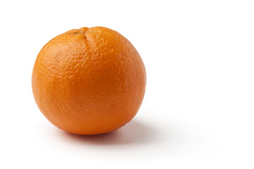 Orange cut in half on a white background.
