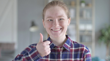 The Close Up of Young Women Doing thumbs Up