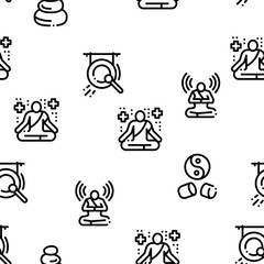 Fototapeta premium Meditation Practice Seamless Pattern Vector Thin Line. Illustrations