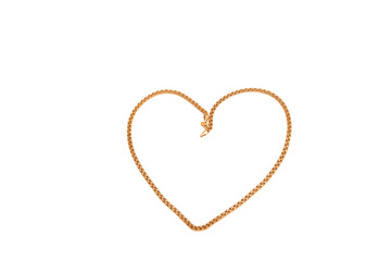 Isolated heart shaped gold chain