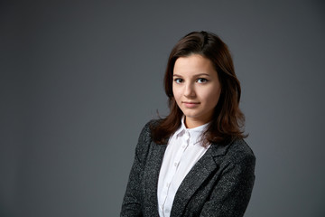 Business woman portrait in studio.