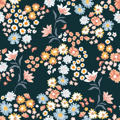 Trendy fabric pattern with miniature flowers.  - 330769422
