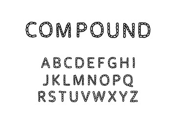 Compound vector hand drawn type font in cartoon comic style