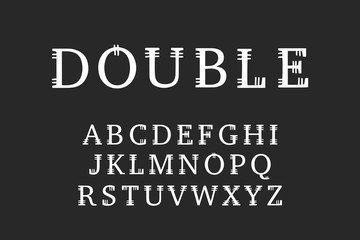 Fototapeta na wymiar Double hand drawn vector type font in decorative style