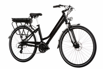 Fototapeta na wymiar diagonal view of an electric urban bicycle on an isolated white background.