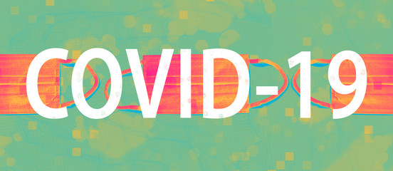 COVID-19 Coronavirus theme with face mask on a duo tone background