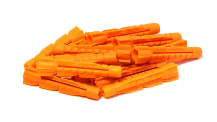 Plastic dowels isolated on a white background.