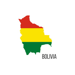 Obraz premium Bolivia flag map. The flag of the country in the form of borders. Stock vector illustration isolated on white background.
