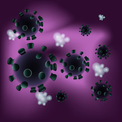 Realistic Bacteria illustration, vector of element Virus. Background glowing polygon.