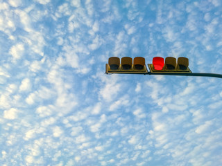 traffic light with blue sky background