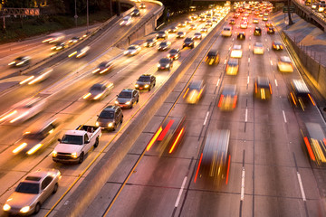 Traffic on Harbor Freeway, downtown Los Angeles, California, United States