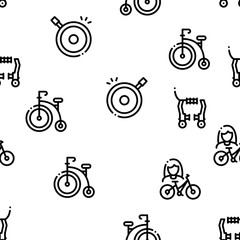 Bicycle Bike Details Seamless Pattern Vector Thin Line. Illustrations