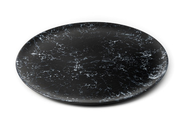 Black ceramic plates, beautifully designed, modern, white background