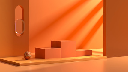 Creative drawing of 3D simulation scene color product exhibition stand