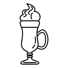 Vector Outline Irish Coffee Icon.