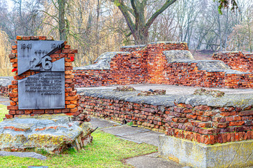 Brest Fortress. The preserved ruins of former soldiers' barracks and military buildings. Republic...