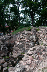 old stone wall of stones