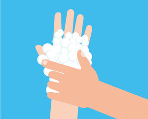 Wash hands healthcare protect virus flat design.