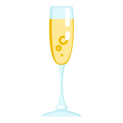 Vector Color Flat Icon - Champagne Glass