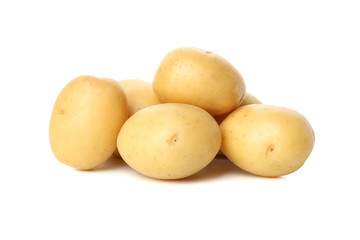 Heap of young potato isolated on white background