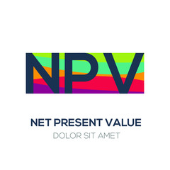 Creative colorful logo , NPV mean (net present value) .