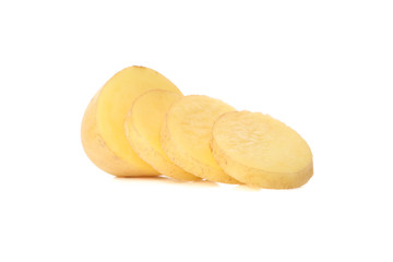 Ripe young potato isolated on white background