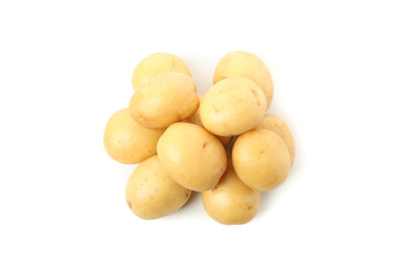 Heap of young potato isolated on white background