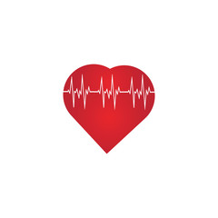 Heart rate icon - health monitor. Red Heart Rate.Blood pressure vector icon, heart cheering cardiogram, good health logo, healthy pulse flat symbol, medical pulsometer element.