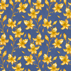 Naklejka na ściany i meble Seamless pattern with flowers. Beautiful summer print. Botanical hand drawn illustration. Design for background, wallpaper, fabric, textile, wallpaper, website, cards, gift paper