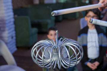 This artificially created by an electrical discharge in the air.Tesla electric coil on robotics...