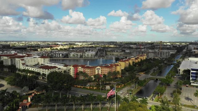 Aerial video Doral Florida Osprey Lake and developing housing projects