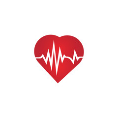 Heart rate icon - health monitor. Red Heart Rate.Blood pressure vector icon, heart cheering cardiogram, good health logo, healthy pulse flat symbol, medical pulsometer element.