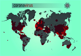 world coronavirus spread map COVID-19 title Global info vector 