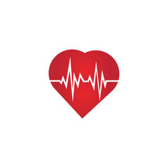Heart rate icon - health monitor. Red Heart Rate.Blood pressure vector icon, heart cheering cardiogram, good health logo, healthy pulse flat symbol, medical pulsometer element.