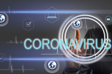 Medical technology concept. Doctor working with Infectious doctor exam and screening for novel Coronavirus(2019 nCoV) with VR icon Smart city data