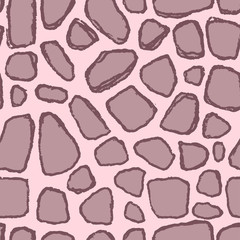 Stones handdrawn seamless pink pattern. Vector illustration.