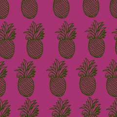  Vector illustration. Bright seamless pattern in the form of pineapples. Design of covers, wallpaper, print of clothes.