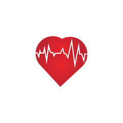Heart rate icon - health monitor. Red Heart Rate.Blood pressure vector icon, heart cheering cardiogram, good health logo, healthy pulse flat symbol, medical pulsometer element.