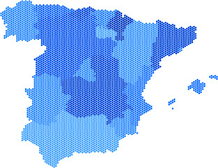 Fototapeta na wymiar Blue circle Spain map on white background. Vector illustration.