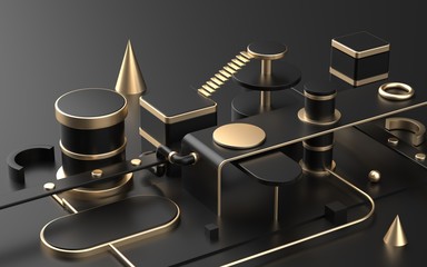 Creative drawing of 3D simulation scene color product exhibition stand