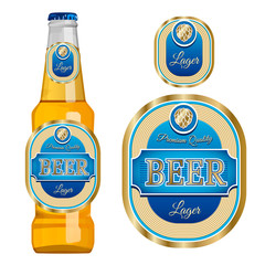 Beer label template with neck label. Vector Illustration.