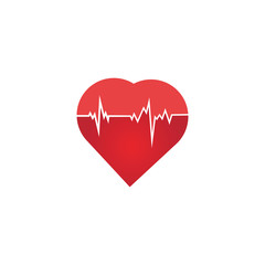 Heart rate icon - health monitor. Red Heart Rate.Blood pressure vector icon, heart cheering cardiogram, good health logo, healthy pulse flat symbol, medical pulsometer element.
