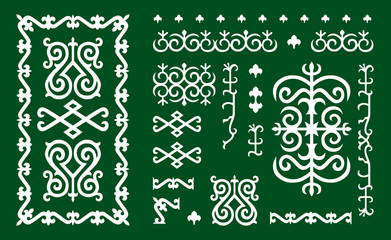 Chechen traditional ornament elements.  .Vector Illustration set.