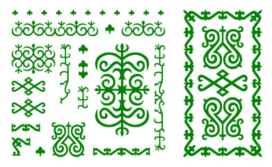 Chechen traditional ornament elements.  .Vector Illustration set.