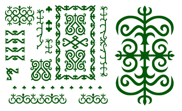 Chechen traditional ornament elements.  .Vector Illustration set.
