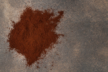 Heap of grind coffee texture, space for text