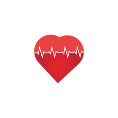 Heart rate icon - health monitor. Red Heart Rate.Blood pressure vector icon, heart cheering cardiogram, good health logo, healthy pulse flat symbol, medical pulsometer element.