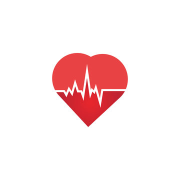 Heart rate icon - health monitor. Red Heart Rate.Blood pressure vector icon, heart cheering cardiogram, good health logo, healthy pulse flat symbol, medical pulsometer element.